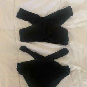 BNWOT Off the shoulder Black Bikini Set